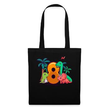8th Birthday Trex Triceratops Dinosaur 8 years - Tote Bag - black - Front
