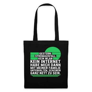 Gestern Stromausfall Kein Wlan Kein Internet Habe - Tote Bag - black - Front