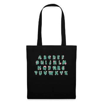 Halloween Alphabet Shirt Geschenk Zombie - Stoffbeutel - Schwarz - Vorne