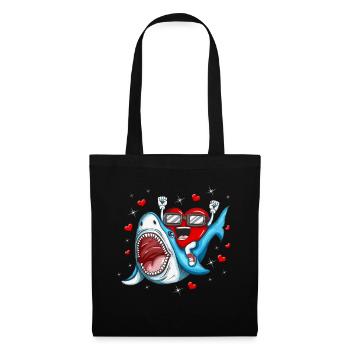 Shark Heart valentine's day Heart Shark Motif - Tote Bag - black - Front