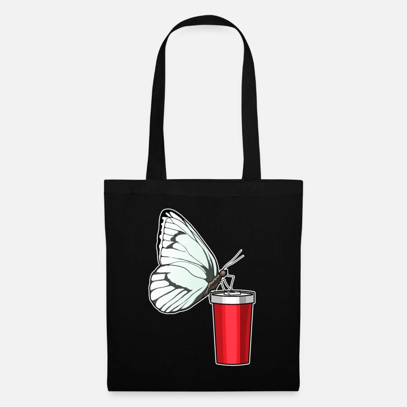 Schmetterling Trinkbecher - Stoffbeutel - Schwarz