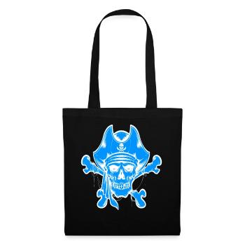 Totenkopf Pirat Piraten Piratenflagge Totenschädel - Stoffbeutel - Schwarz - Vorne