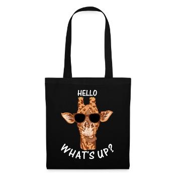 Drôle Girafe Zoo Animal Girafe Bonjour Quoi de neuf - - Sac en tissu - noir - Devant