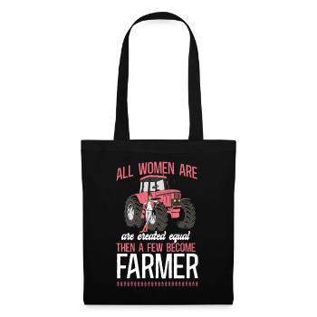 Farming Farmer Girl Female Tractor - Tote Bag - black - Front