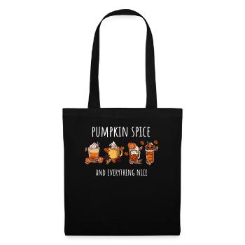 Tasse à café d’automne à la citrouille - Sac en tissu - noir - Devant
