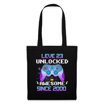 Level 23 Freigeschaltet Awesome seit 2000 Funny Gamer - Stoffbeutel - Schwarz - Vorne