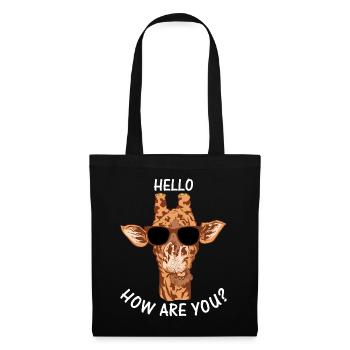 Giraffe Zoo Animal Giraffe Hello How Are You - Tote Bag - black - Front