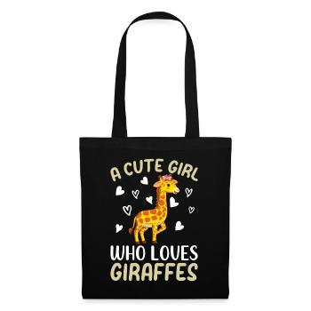 Zoo Animal Giraffe Une fille mignonne qui aime les girafes - Sac en tissu - noir - Devant