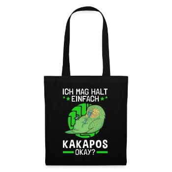 Ich mag einfach Kakapo flugunfähiger Papagei - Stoffbeutel - Schwarz - Vorne