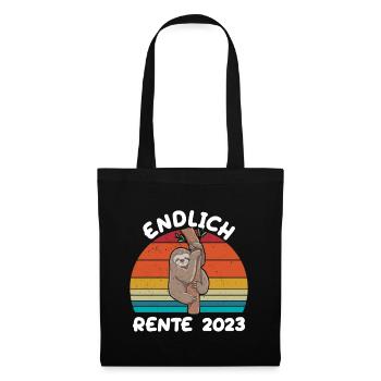 Endlich Rente 2023 - Ruhestand Lustiges Faultier - Stoffbeutel - Schwarz - Vorne