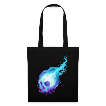 Crâne d’ avec des flammes bleues pour Halloween - Sac en tissu - noir - Devant