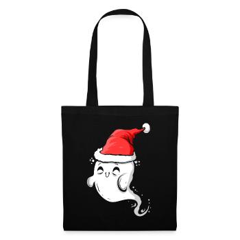Cute Ghost Wearing Santa Hat Christmas Halloween - Tote Bag - black - Front
