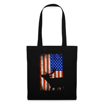 Amerikanische Flagge Patriot Hirsch Jäger - Stoffbeutel - Schwarz - Vorne