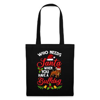 Chien Bulldog anglais Chiots Noël - Sac en tissu - noir - Devant