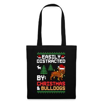 Chien Bulldog anglais Chiots Noël - Sac en tissu - noir - Devant