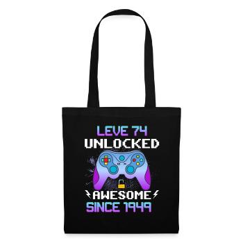 Niveau 74 Débloqué Génial depuis 1949 Funny Gamer - Sac en tissu - noir - Devant