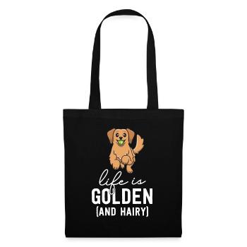 La vie est dorée et poilue Kawaii Golden Retriever - Sac en tissu - noir - Devant