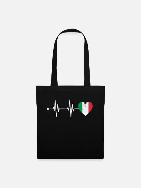 Italien Liebe Herzschlag EKG Wurzeln Italiener - Stoffbeutel - Schwarz