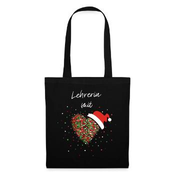 Lehrerin mit Herz Weihnachtsgeschenk Christmas - Stoffbeutel - Schwarz - Vorne