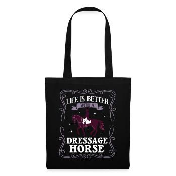 Dressur Reiten Pferd Training Dressurreiten - Stoffbeutel - Schwarz - Vorne