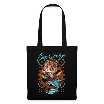 Steampunk-katze-steinbock-tierkreis - Stoffbeutel - Schwarz - Vorne