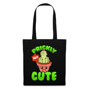 Piquant mais doux Kawaii Drôle de cactus - Sac en tissu - noir - Devant