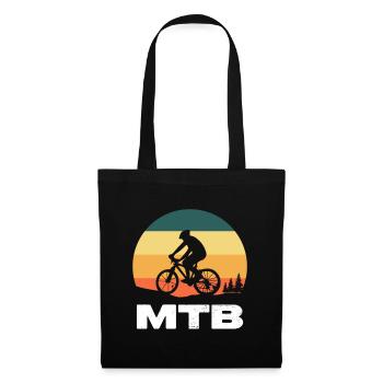 Mountainbike MTB Fahrrad Radfahrer Sunset - Stoffbeutel - Schwarz - Vorne