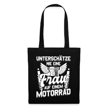 Motorrad Chopper Enduro Motocross Biker Girl - Stoffbeutel - Schwarz - Vorne