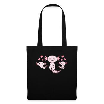 Axolotl with Hearts Kawaii Axolotls Cute Axolotls - Tote Bag - black - Front
