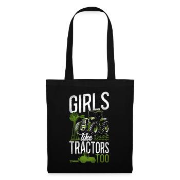 Farming Farmer Girl Tractor - Stoffbeutel - Schwarz - Vorne