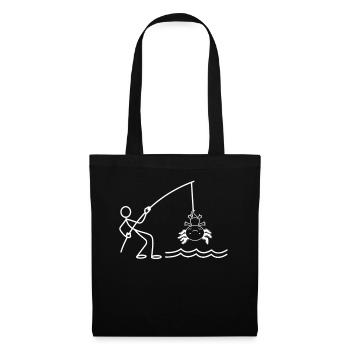 Funny Axolotl Stick Figure Axolotl Fishing - Stoffbeutel - Schwarz - Vorne