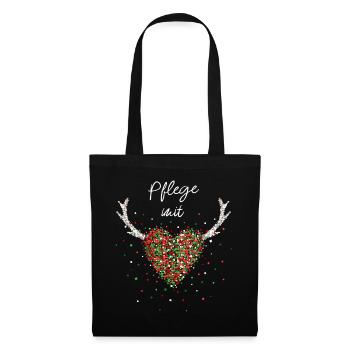Pflegerin Mit Herz Pflege Weihnachtsgeschenk X-Mas - Stoffbeutel - Schwarz - Vorne