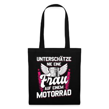 Motorbike Motorrad Enduro Motocross Biker Girl - Stoffbeutel - Schwarz - Vorne