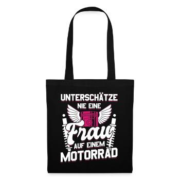 Motorbike Motorrad Enduro Motocross Biker Girl - Stoffbeutel - Schwarz - Vorne