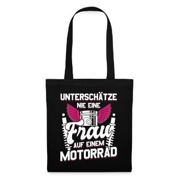 Motorbike Motorrad Enduro Motocross Biker Girl - Stoffbeutel - Schwarz - Vorne