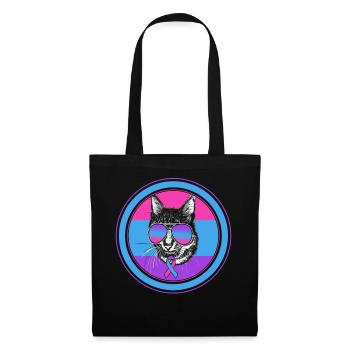 Chemise de sensibilisation au cancer de la thyroïde, port du chat - Sac en tissu - noir - Devant