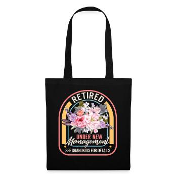 Retired Under New Management Floral Shirt, Funny - Tote Bag - black - Front