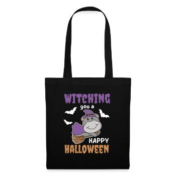 Hippo Hexe Hexen Witching you a Happy Halloween - Stoffbeutel - Schwarz - Vorne