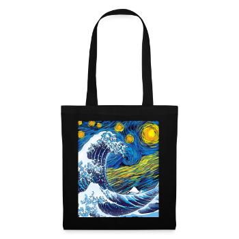 Kanagawa Waves Aesthetic Japanese Art Great Wave - Tote Bag - black - Front
