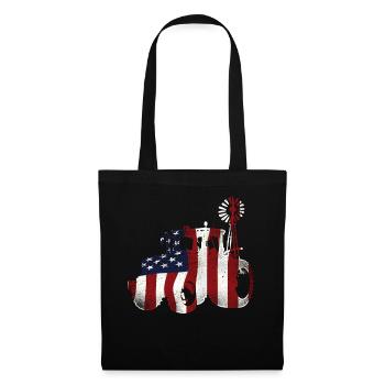 Farming Farmer American Flag Us - Tote Bag - black - Front