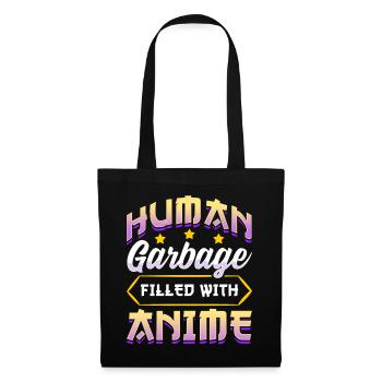 Drôle Anime Manga Design Déchets Humains - Sac en tissu - noir - Devant