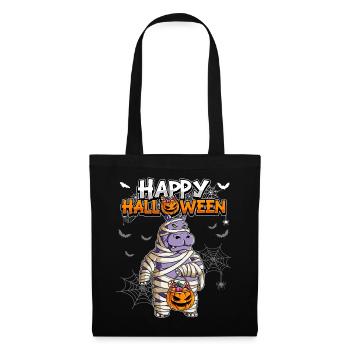 Halloween Nilpferd Mumie - Stoffbeutel - Schwarz - Vorne