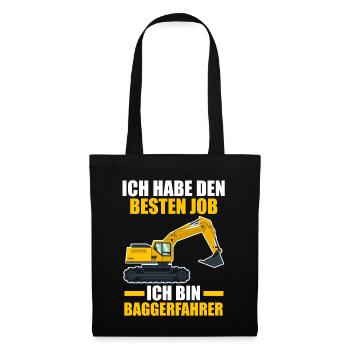 Baggerfahrer Maschinenführer Tiefbauer Bagger - Stoffbeutel - Schwarz - Vorne