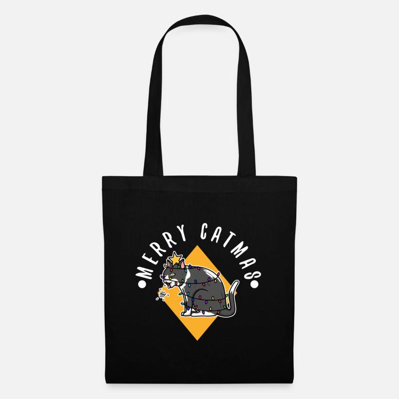 Merry catmas - Stoffbeutel - Schwarz