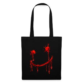 Peinture rouge Visage souriant Costume dégoulinant de sang - Sac en tissu - noir - Devant