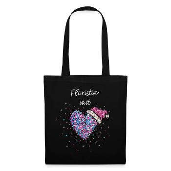 Floristin Mit Herz Floristik Weihnachten Christmas - Stoffbeutel - Schwarz - Vorne