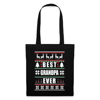 Funny Ugly Christmas Best Grandpa Ever - Stoffbeutel - Schwarz - Vorne