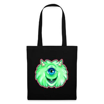 Fluffy Green One Eyed Monster With Horns Halloween - Tote Bag - black - Front