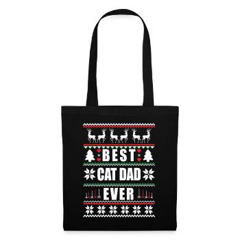 Funny Ugly Christmas Best Cat Dad Ever - Tote Bag - black - Front