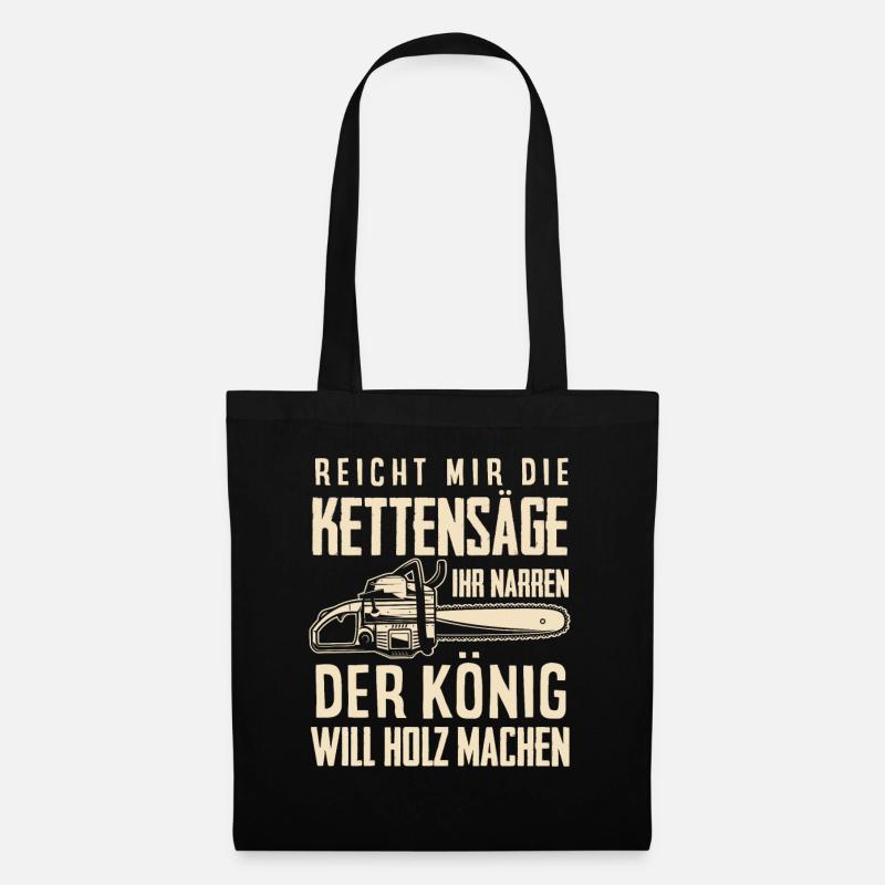 Kettensäge Holz Machen Papa Geschenk - Stoffbeutel - Schwarz